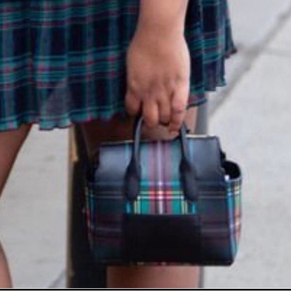 J. Crew Black Stewart Plaid Harper Mini Convertible Crossbody Satchel Bag - Picture 3 of 16